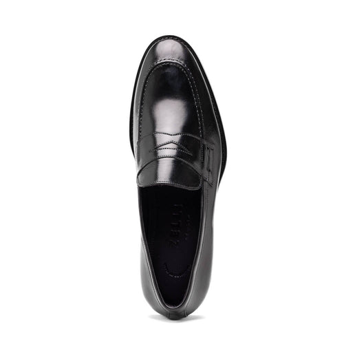 Zelli Roma Hand-Burnished Calfskin Penny Loafers in Black