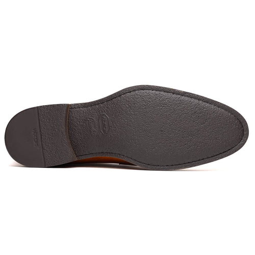 Zelli Roma Hand-Burnished Calfskin Penny Loafers in Camel