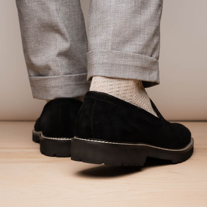 Zelli Roma Versatile Italian Suede Penny Loafers in Black