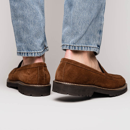 Zelli Roma Italian Suede Penny Loafers in a Beautiful Tobacco Finish