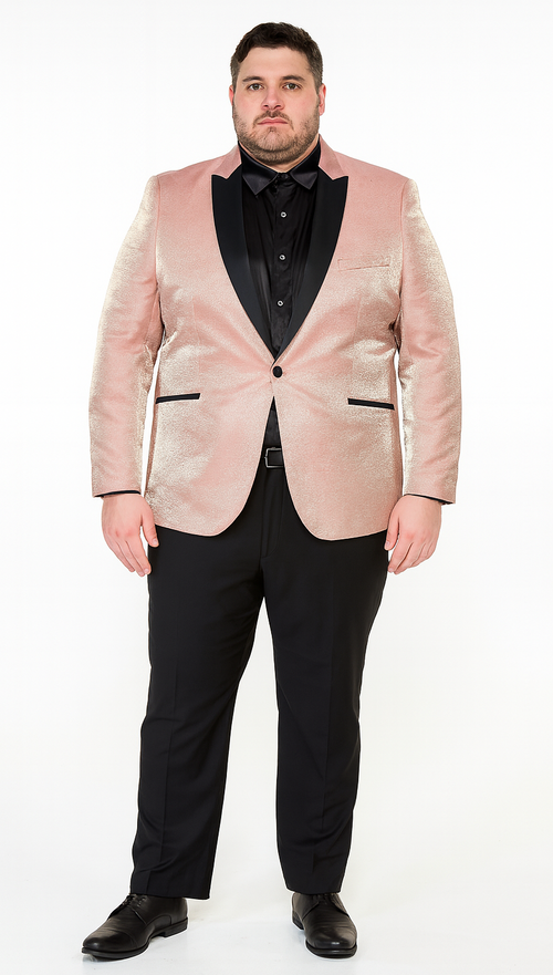 Rose Gold Tuxedo Jacket Shiny Slim Fit with Peak Lapel - Wedding - Prom