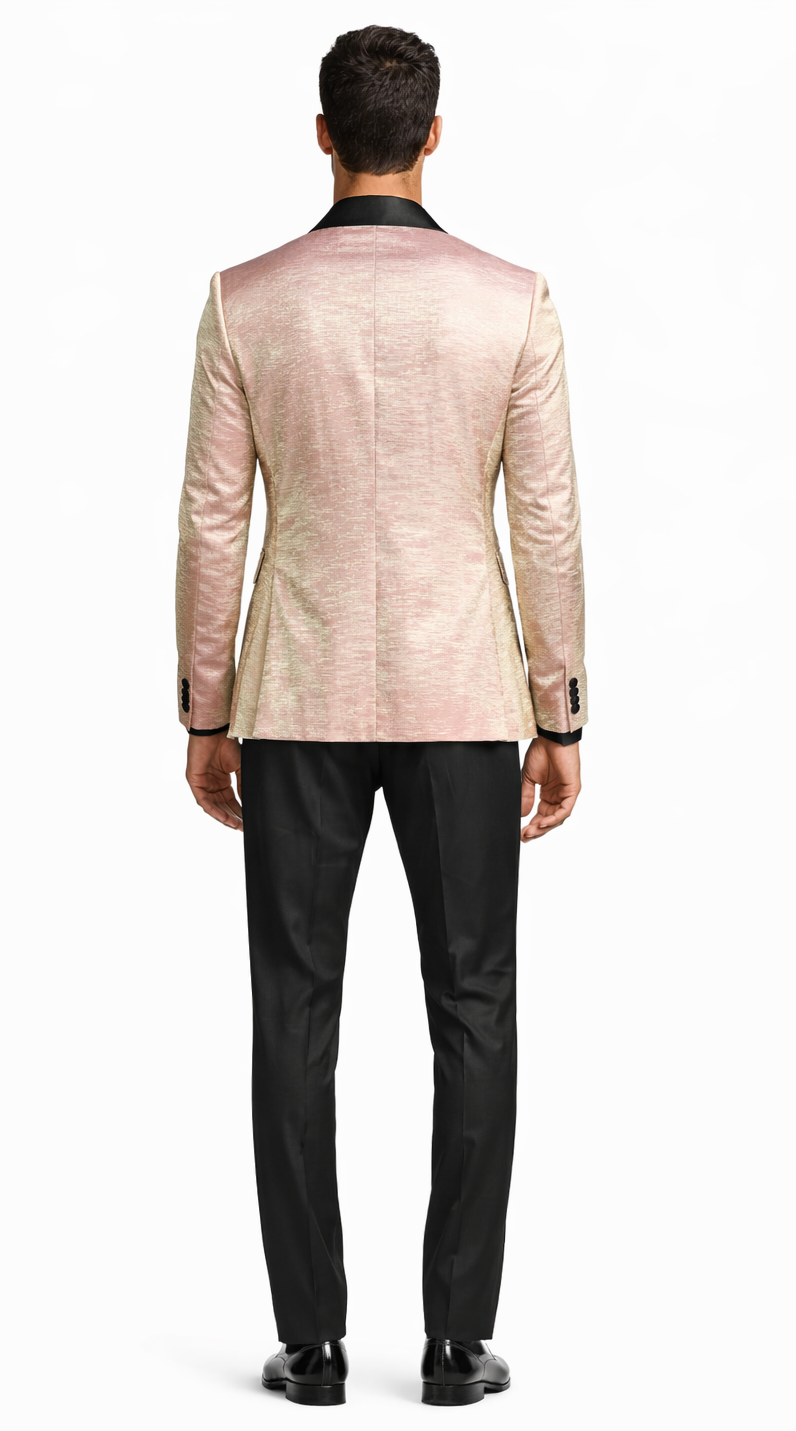 Rose Gold Tuxedo Jacket Shiny Slim Fit with Peak Lapel - Wedding - Prom