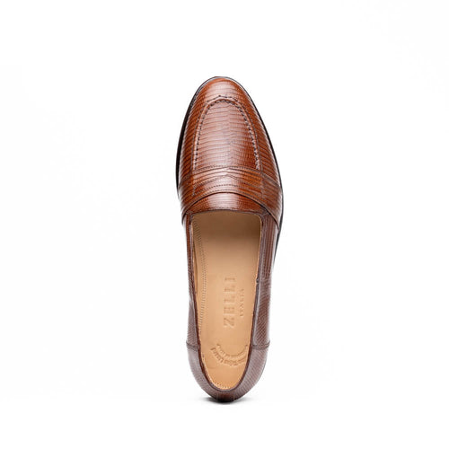 Zelli Rossi Genuine Teju Lizard Apron Toe Slip-On Loafer in Cognac