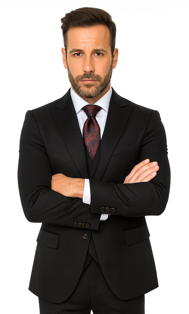 Rossi Man Bond RM1751 Black Slim Fit 3-Piece Suit - Men’s Formalwear by USA Men's Outlet