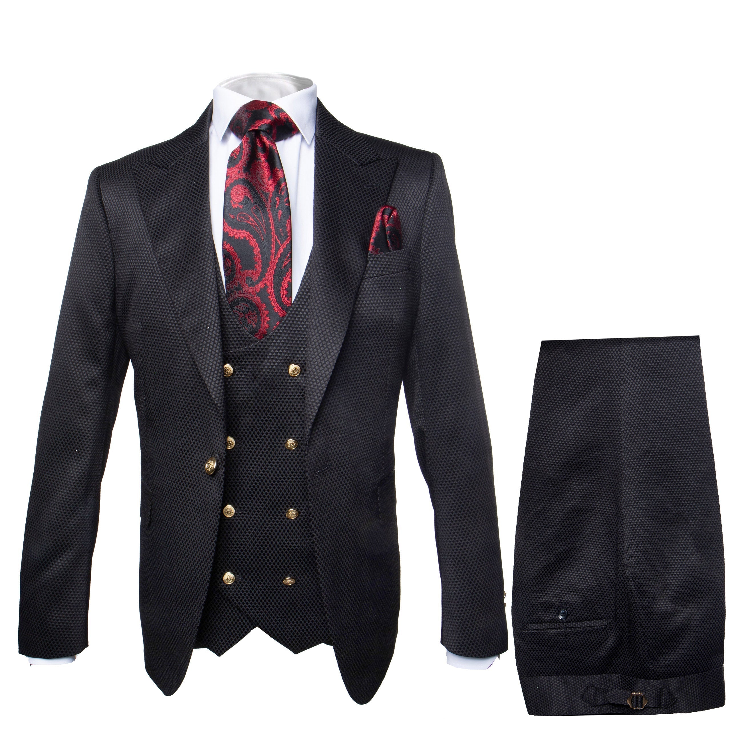 Rossi Man Bond RM1751 Black Slim Fit 3-Piece Suit - Men’s Formalwear by USA Men's Outlet