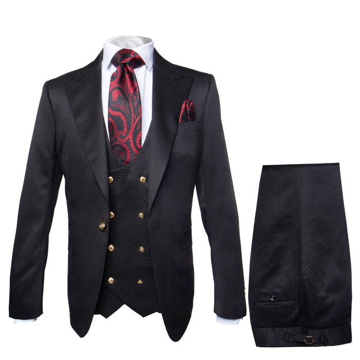 Rossi Man Bond RM1751 Black Slim Fit 3-Piece Suit - Men’s Formalwear by USA Men's Outlet