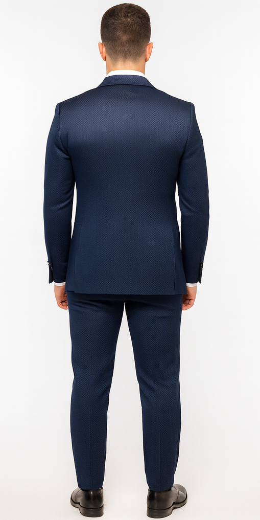 Rossi Man BOND RM1752 Slim Fit 3-Piece Navy Suit - Double-Breasted Vest by USA Men's Outlet