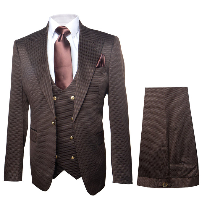 Rossi Man BOND RM1753 Slim Fit 3-Piece Suit - 1-Button Peak Lapel Men’s Formalwear by USA Men's Outlet