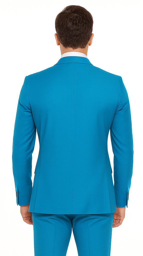 Rossi Man BOND RM1776 Slim Fit 3-Piece Suit - Turquoise Blue Men’s Formalwear by USA Men's Outlet