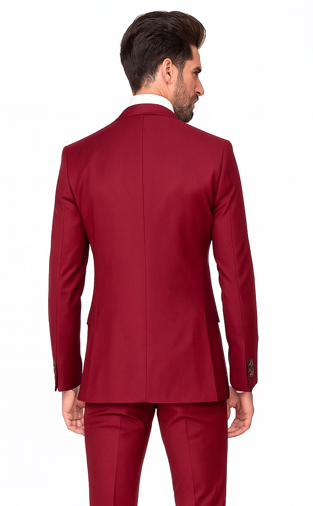 Rossi Man Bond RM1777 Red Slim Fit 3-Piece Suit - Men’s Formalwear USA Men's Outlet
