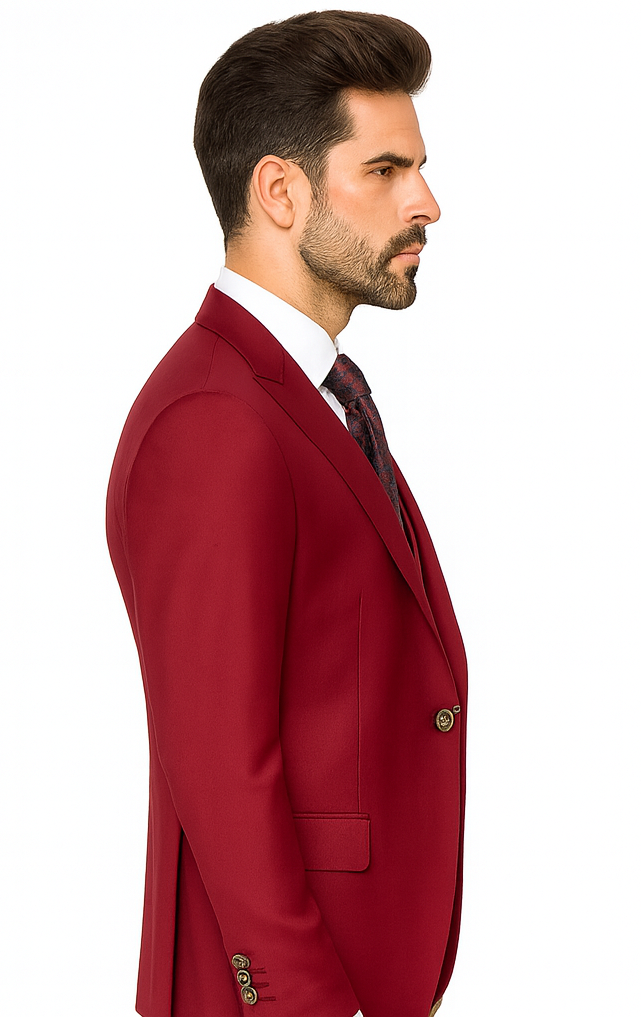Rossi Man Bond RM1777 Red Slim Fit 3-Piece Suit - Men’s Formalwear USA Men's Outlet