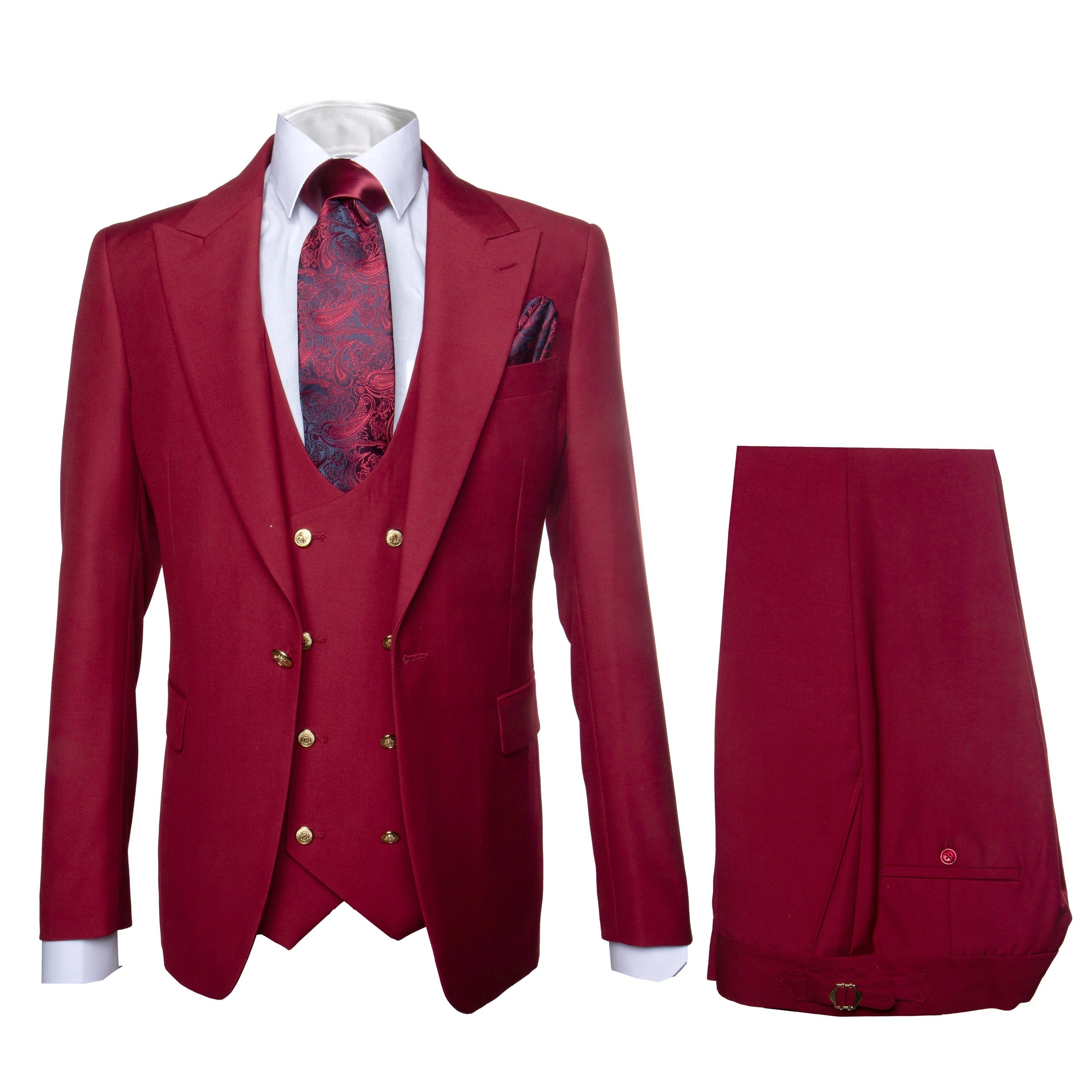 Rossi Man Bond RM1777 Red Slim Fit 3-Piece Suit - Men’s Formalwear USA Men's Outlet