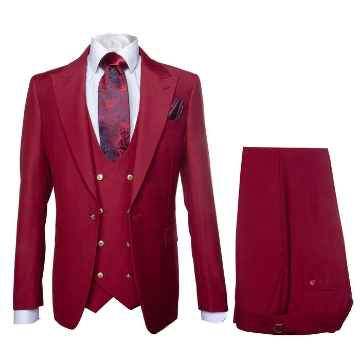 Rossi Man Bond RM1777 Red Slim Fit 3-Piece Suit - Men’s Formalwear USA Men's Outlet