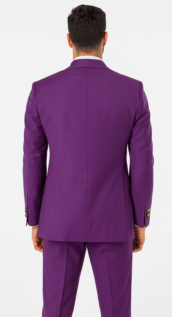 Rossi Man BOND RM1778 Slim Fit 3-Piece Purple Suit - Men’s Formalwear at USA Men's Outlet