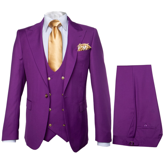 Rossi Man BOND RM1778 Slim Fit 3-Piece Purple Suit - Men’s Formalwear at USA Men's Outlet
