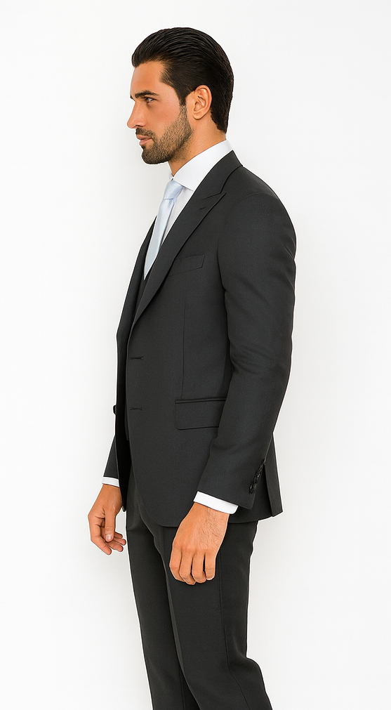 Rossi Man BOND RM1779 Slim Fit 3-Piece Black Suit - Men’s Formalwear by USA Men's Outlet