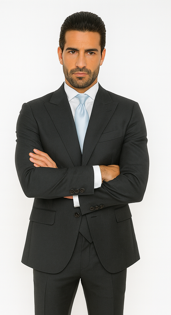 Rossi Man BOND RM1779 Slim Fit 3-Piece Black Suit - Men’s Formalwear by USA Men's Outlet