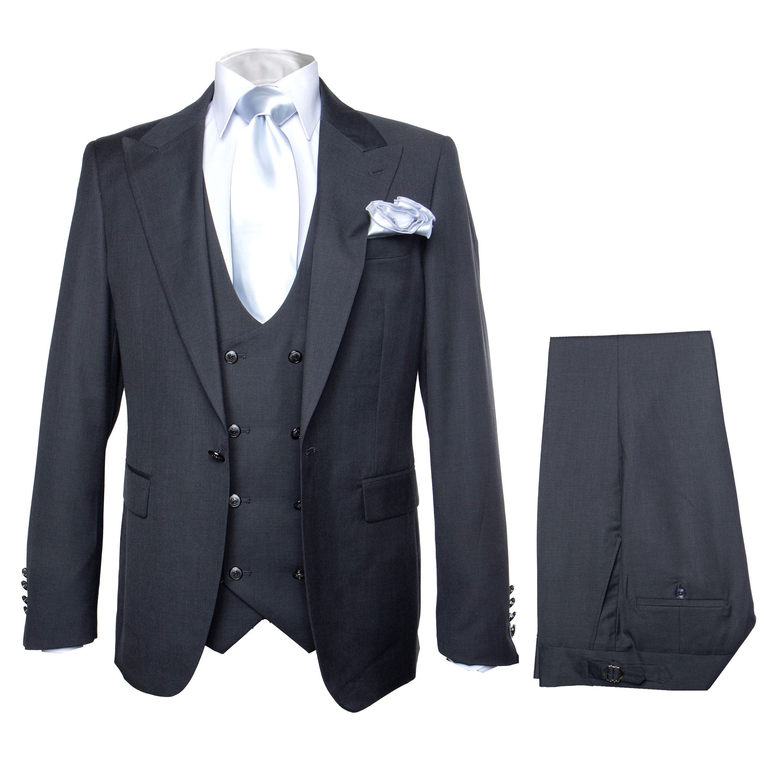 Rossi Man BOND RM1779 Slim Fit 3-Piece Black Suit - Men’s Formalwear by USA Men's Outlet