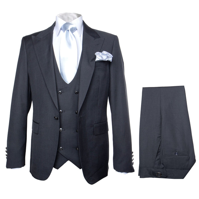 Rossi Man BOND RM1779 Slim Fit 3-Piece Black Suit - Men’s Formalwear by USA Men's Outlet