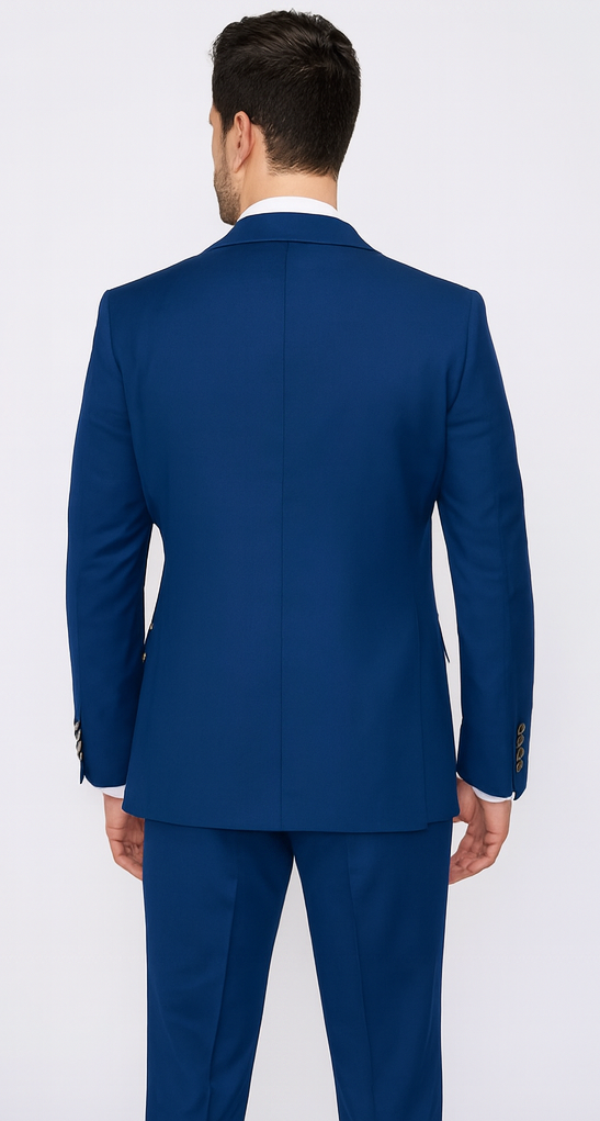 Rossi Man BOND RM1780 Slim Fit 3-Piece Royal Blue Suit - Men’s Formalwear by USA Men's Outlet