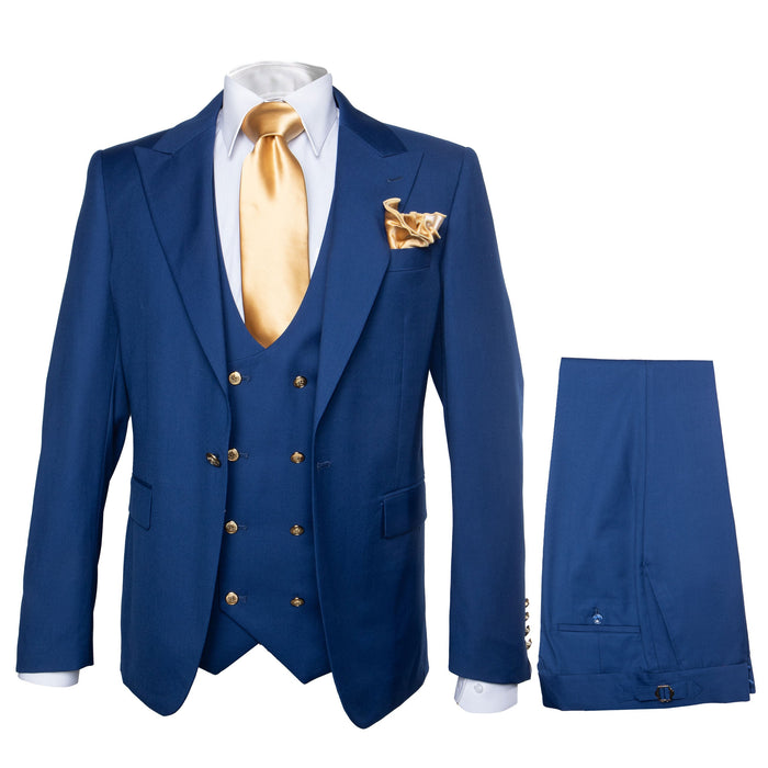 Rossi Man BOND RM1780 Slim Fit 3-Piece Royal Blue Suit - Men’s Formalwear by USA Men's Outlet