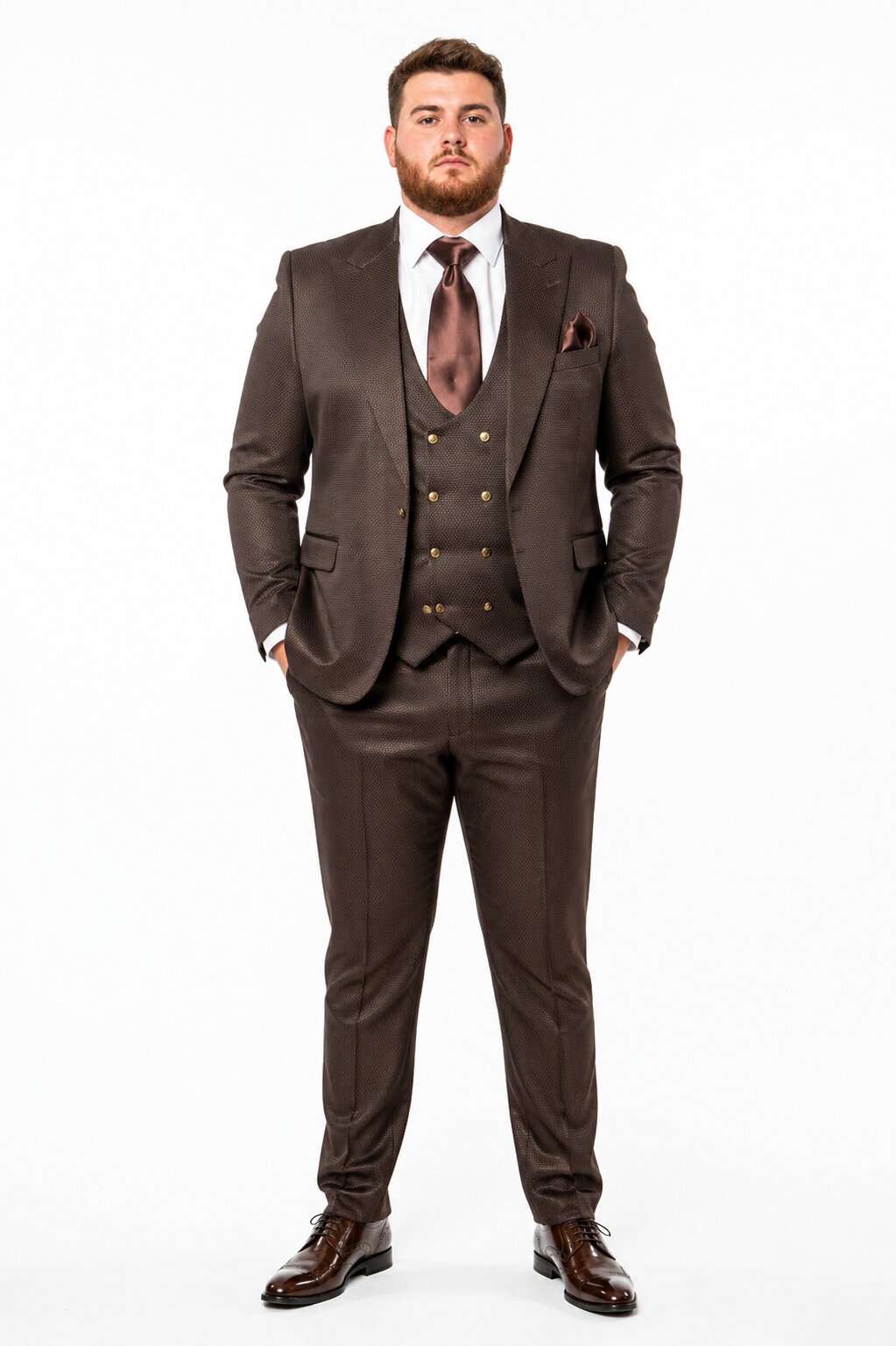 Rossi Man BOND RM1753 Slim Fit 3-Piece Suit - 1-Button Peak Lapel Men’s Formalwear by USA Men's Outlet