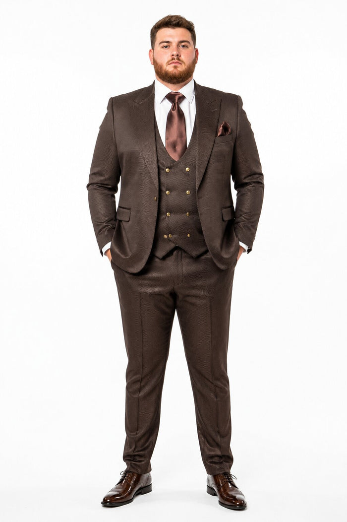 Rossi Man BOND RM1753 Slim Fit 3-Piece Suit - 1-Button Peak Lapel Men’s Formalwear by USA Men's Outlet