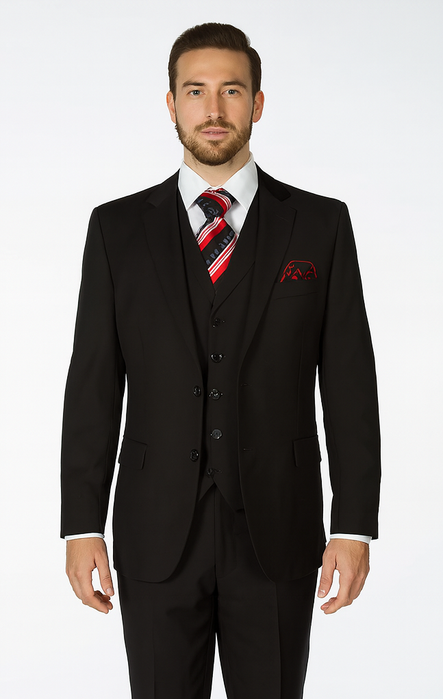 Rossi Man CYRUS RM101 Black 3-Piece Suit - Classic Men’s Formalwear at USA Men's Outlet