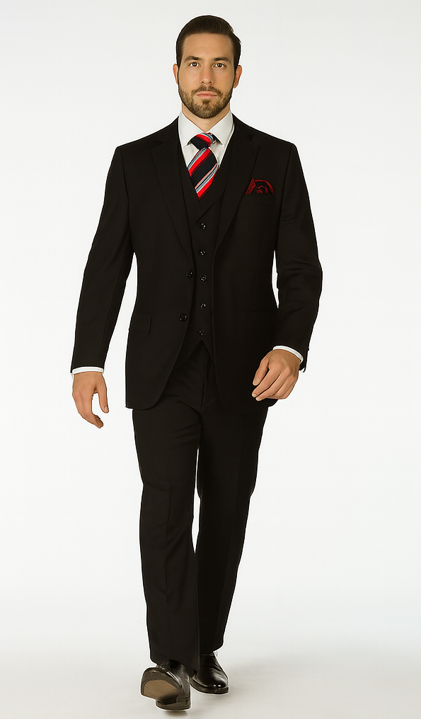 Rossi Man CYRUS RM101 Black 3-Piece Suit - Classic Men’s Formalwear at USA Men's Outlet