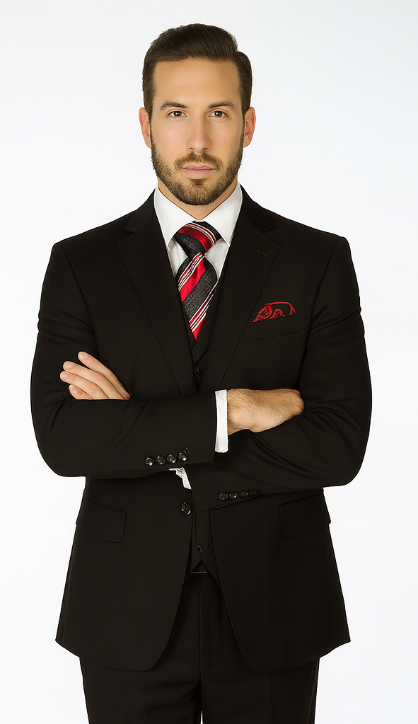 Rossi Man CYRUS RM101 Black 3-Piece Suit - Classic Men’s Formalwear at USA Men's Outlet