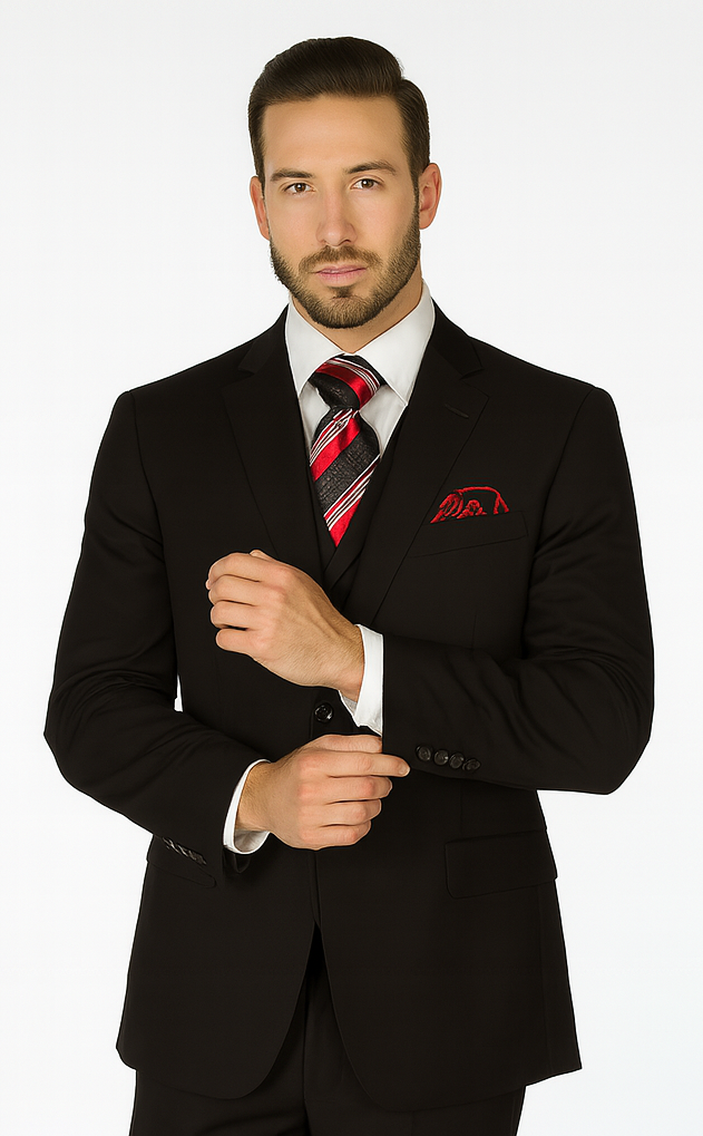 Rossi Man CYRUS RM101 Black 3-Piece Suit - Classic Men’s Formalwear at USA Men's Outlet