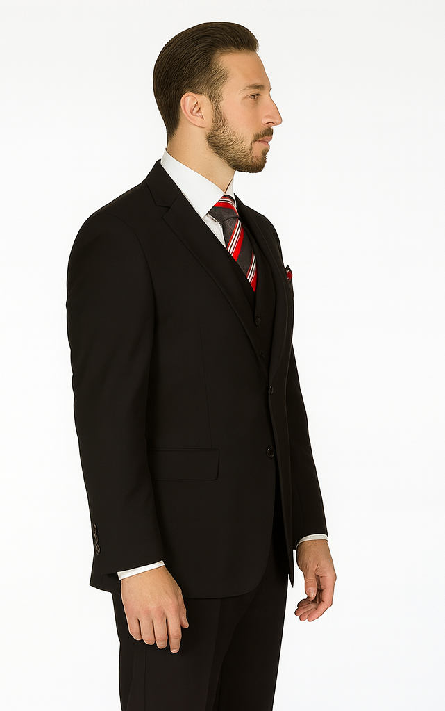 Rossi Man CYRUS RM101 Black 3-Piece Suit - Classic Men’s Formalwear at USA Men's Outlet