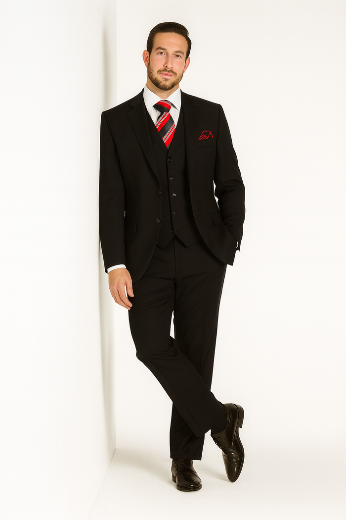 Rossi Man CYRUS RM101 Black 3-Piece Suit - Classic Men’s Formalwear at USA Men's Outlet