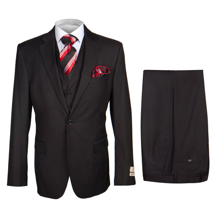 Rossi Man CYRUS RM101 Black 3-Piece Suit - Classic Men’s Formalwear at USA Men's Outlet