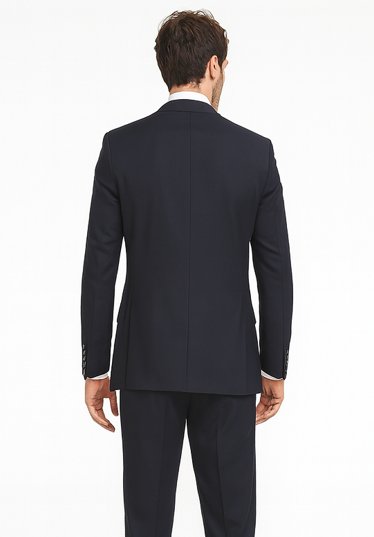 Rossi Man CYRUS RM116 Solid Navy Blue 3-Piece Suit - Men’s Formalwear at USA Men's Outlet