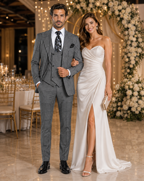 Rossi Man Men’s Dress Suit - Classic Rossiman Formalwear for Timeless Style - Italian Tailored Slim Fit Suit | USA Men's Outlet