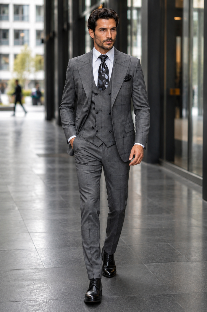 Rossi Man Men’s Dress Suit - Classic Rossiman Formalwear for Timeless Style - Italian Tailored Slim Fit Suit | USA Men's Outlet