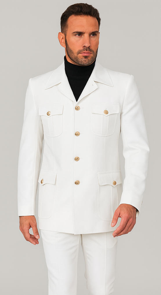 Rossi Man DUKE RM1762 Slim Fit 3-Piece White Suit - Modern Tailored Formalwear for Men at USA Men's Outlet