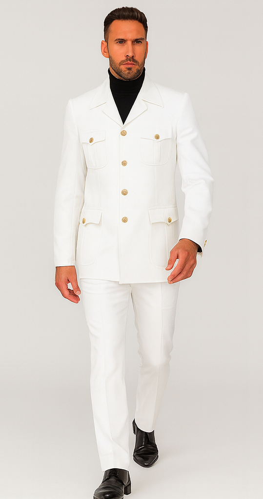 Rossi Man DUKE RM1762 Slim Fit 3-Piece White Suit - Modern Tailored Formalwear for Men at USA Men's Outlet