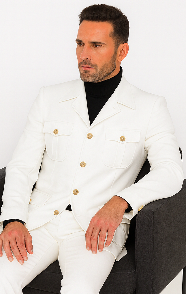 Rossi Man DUKE RM1762 Slim Fit 3-Piece White Suit - Modern Tailored Formalwear for Men at USA Men's Outlet