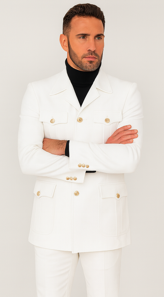 Rossi Man DUKE RM1762 Slim Fit 3-Piece White Suit - Modern Tailored Formalwear for Men at USA Men's Outlet