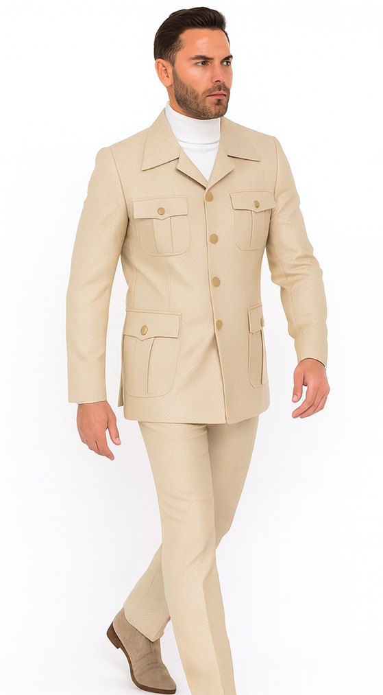 Rossi Man DUKE RM1766 Slim Fit 3-Piece Suit for Men - Modern Cream Off-White Formalwear | USA Men's Outlet