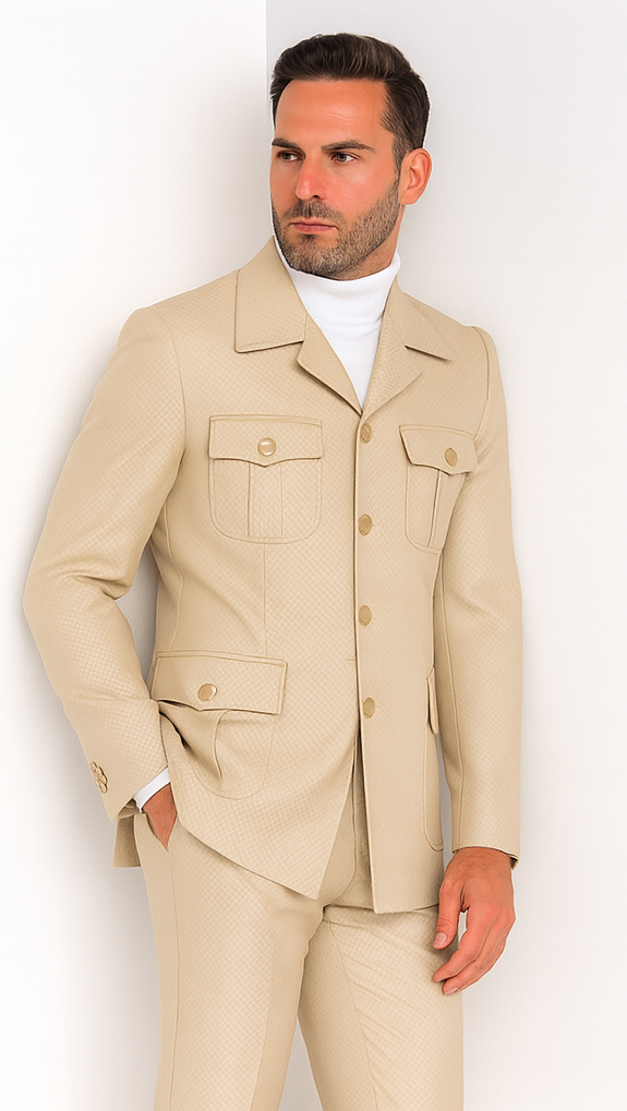 Rossi Man DUKE RM1766 Slim Fit 3-Piece Suit for Men - Modern Cream Off-White Formalwear | USA Men's Outlet