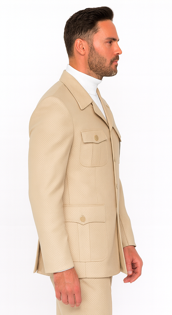 Rossi Man DUKE RM1766 Slim Fit 3-Piece Suit for Men - Modern Cream Off-White Formalwear | USA Men's Outlet