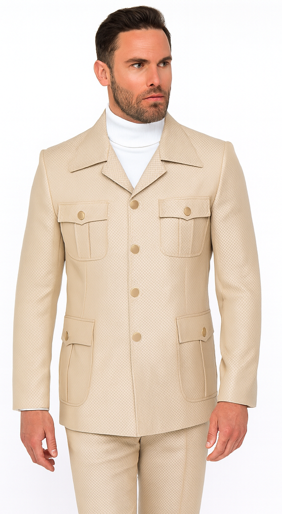 Rossi Man DUKE RM1766 Slim Fit 3-Piece Suit for Men - Modern Cream Off-White Formalwear | USA Men's Outlet