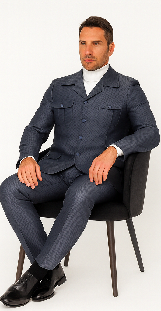 Rossi Man DUKE RM1767 Slim Fit 3-Piece Steel Grey Suit - Modern Formalwear for Men USA Men's Outlet