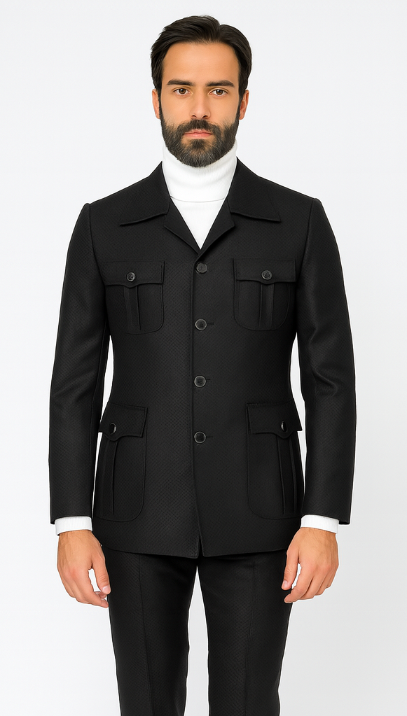 Rossi Man DUKE RM1769 Slim Fit Black 3-Piece Suit for Men - Modern Mens Formalwear at USA Men's Outlet