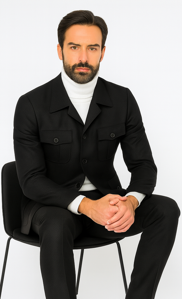 Rossi Man DUKE RM1769 Slim Fit Black 3-Piece Suit for Men - Modern Mens Formalwear at USA Men's Outlet