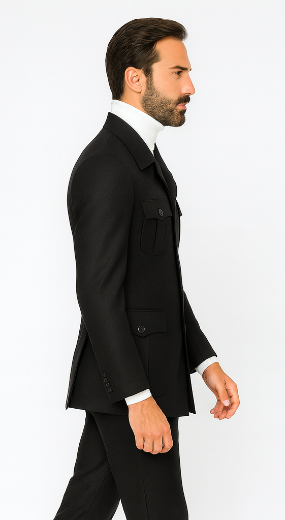 Rossi Man DUKE RM1769 Slim Fit Black 3-Piece Suit for Men - Modern Mens Formalwear at USA Men's Outlet