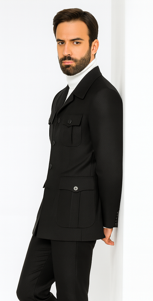 Rossi Man DUKE RM1769 Slim Fit Black 3-Piece Suit for Men - Modern Mens Formalwear at USA Men's Outlet